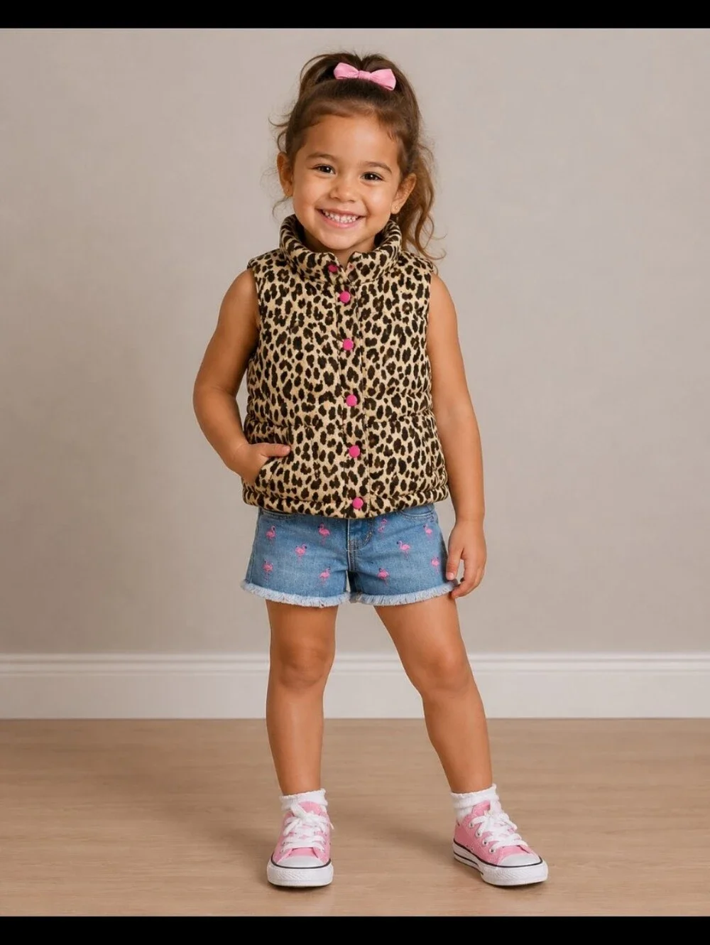 CARTERS Leopard Vest Flamingo and  shorts SONOMA 4